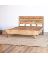 Indian Hand Carved Mango Wood Bed Frame in Natural Finish 05